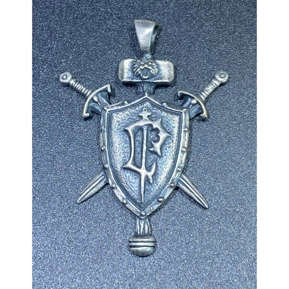 Silver Lordaeron Shield Alliance Pendant Warcraft Brass Lion